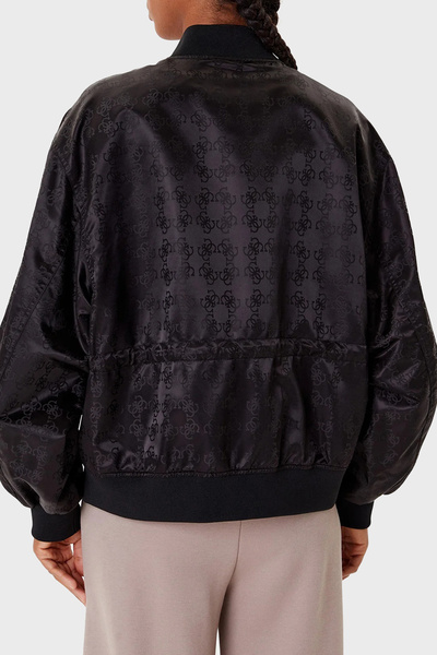 Guess 4g Aop Regular Fit College Collar All 4g Logo Bomber Jacket V5Yl11Whfu0 Black