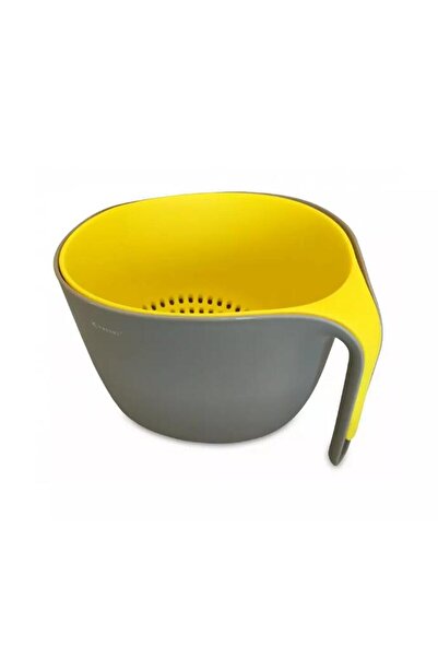 KASSEL Bowl with removable strainer, gray, yellow, 23cm,