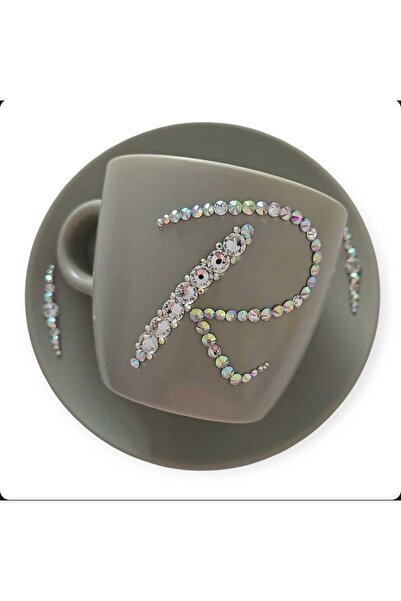 by Alexandra Vacarusi Personalized mug and saucer set with Swarovski Crystals and Preciosa Crystals, personalized gift