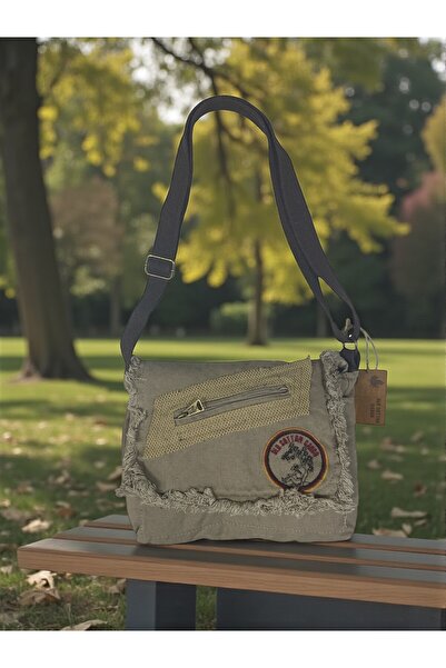 Old Cotton Vintage Small Casual Unisex Daily Crossbody Messenger Bag S Size 26X20Cm