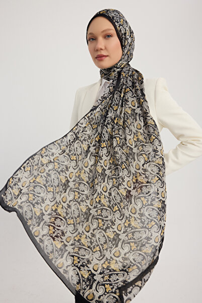 ipekistanbul Aurora Patterned Janjan Shawl - Ethnic Spring - Black
