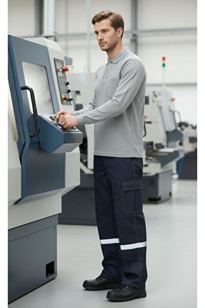 Selçuklu Plus Gray Polo Neck Sweatshirt – 2 Thread Fabric, Long Sleeve Comfortable Workwear and Suitable for Daily Use Erk