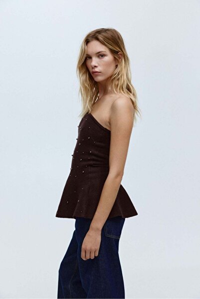 H&M بلوزة باندو مزينة بالخرز