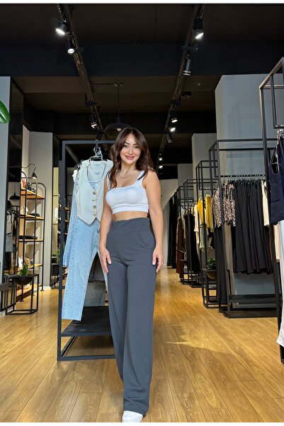 Bi Gri Dukkan Bol Kesim Likralı Pantolon