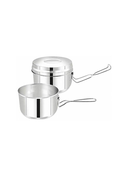 Kinghoff Camping cookware set, stainless steel, 3 pieces 15.4/15/13cm,