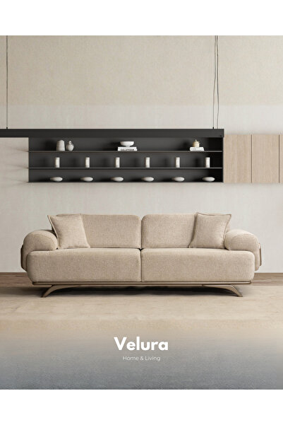 Velura Home & Living Compact Sırt Mekanizmalı Üçlü Kanepe & 3'lü Koltuk - Ekru