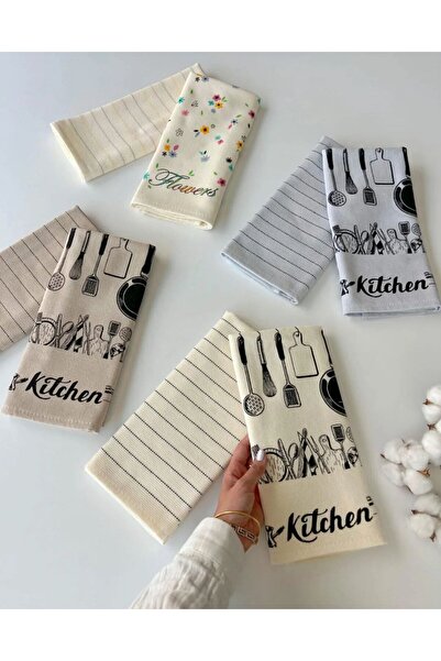 RUKİYE EV TEKSTİLLERİ 8-Piece Kitchen Cloth Set with Drying Cloth
