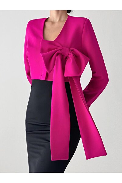 Coral Fiyonklu Kısa Ceket 3000 Fuşya