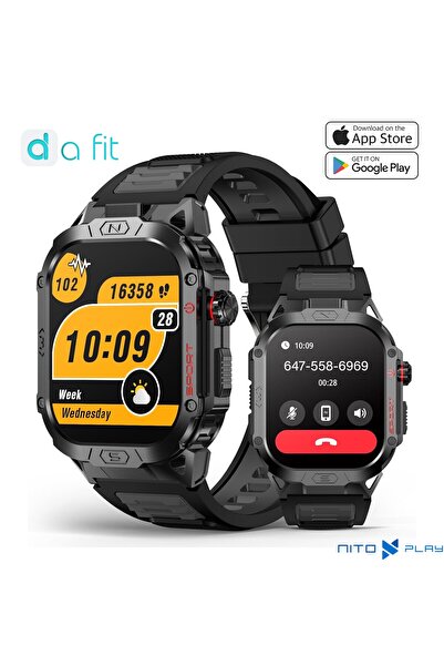 NITOPLAY Ceas inteligent Nitoplay® Outdoor Smart Watch, Negru, 2,02" UHD, Bar...