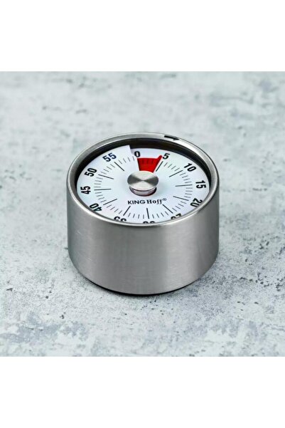 Kinghoff Round kitchen timer, stainless steel, 61x35 mm