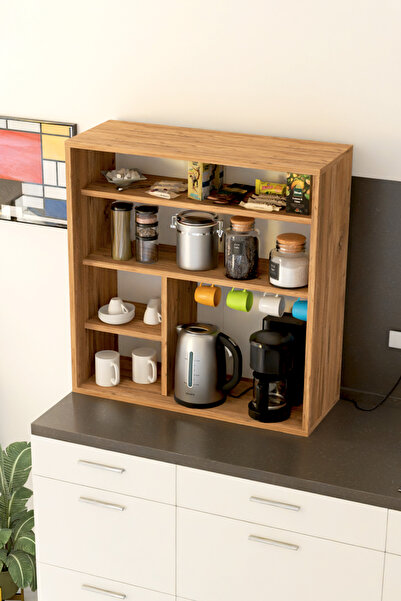 interGO KABİ Kahve Köşesi Çok Amaçlı Raf Tezgah Üstü Raf Organizer