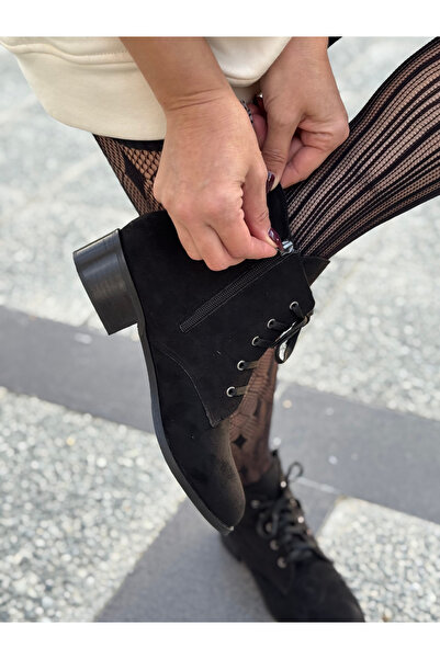 LOVE SHINE Elvaira Bağcıklı Süet Kadın Bot Modern ve Rahat Büyük Numara