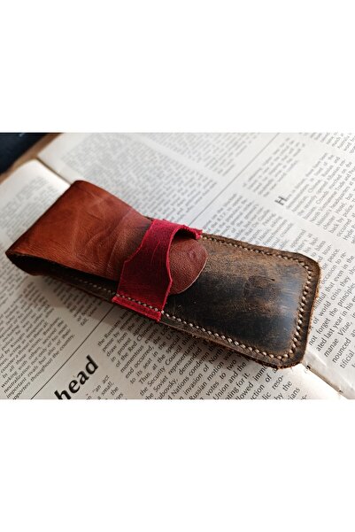 Mahfuz حافظة أقلام من الجلد الطبيعي من كريزي هورز مصنوعة يدويًا لأقلامك الخاصة مقاس 27 سم 6 سم MD19