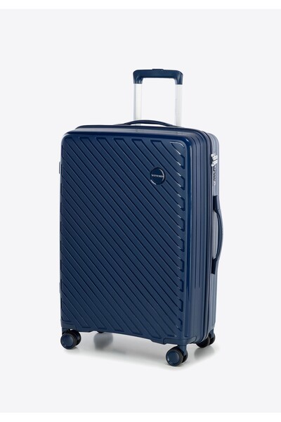 Wittchen Men's Medium Suitcase in Polypropylene with Embossed Stripes, Navy Blue
