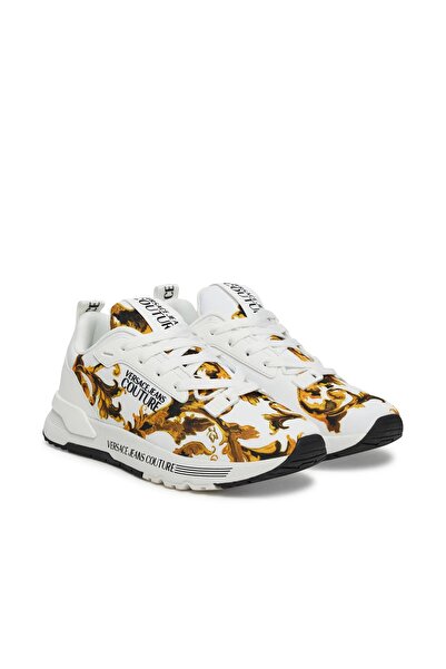 Versace Women's Fondo Dynamic Dis. Saa Baroque Patterned Sneaker - White/Gold Yellow