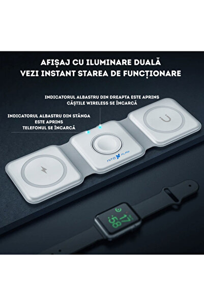 NITOPLAY Nitoplay® KS30 Wireless Charger, 3 in 1, Watch, Headphones, Fast Charging 15W