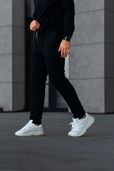 MODA Men's Diagonel Micro Textured Pocket Trousers - Black