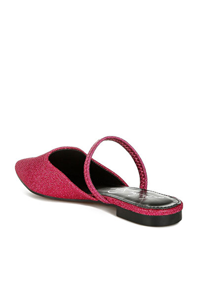 london Rag Women Glitter Faux Leather Flat Mules in Fuchsia