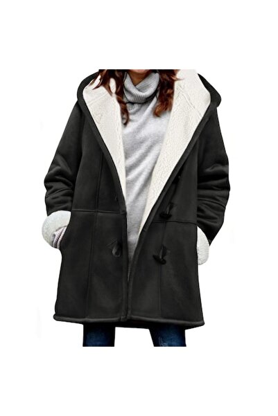 OEM Thermal Hiking Jacket - Women's Long Hooded Fleece, Black, S (INTL)