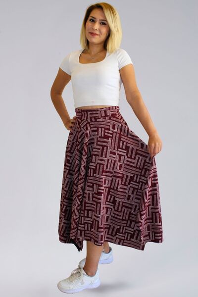 BNZ TEKSTİL Seasonal Bohemian Skirt - Seasonal Ecrin Fabric Asymmetric Star Model Women's Skirt