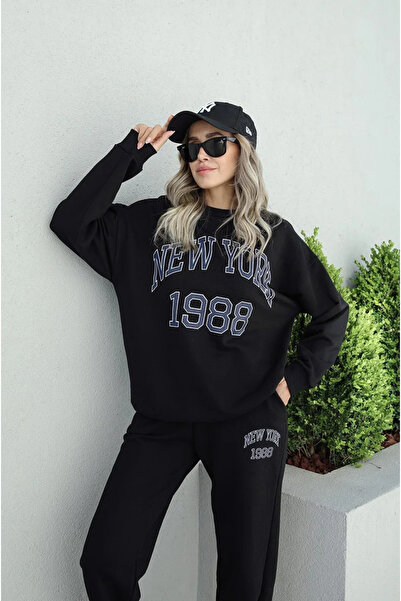 DİVİN -Women's 1988 Printed Oversized Sweatahirt -Sweatpants 2-Piece Set