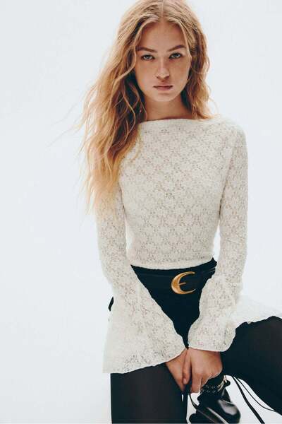 H&M Trumpet-sleeved top