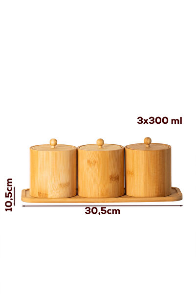 Porsima Pbt-604 Bamboo Multi-Purpose Storage Container Organizer with Stand 4-Piece Spice Set