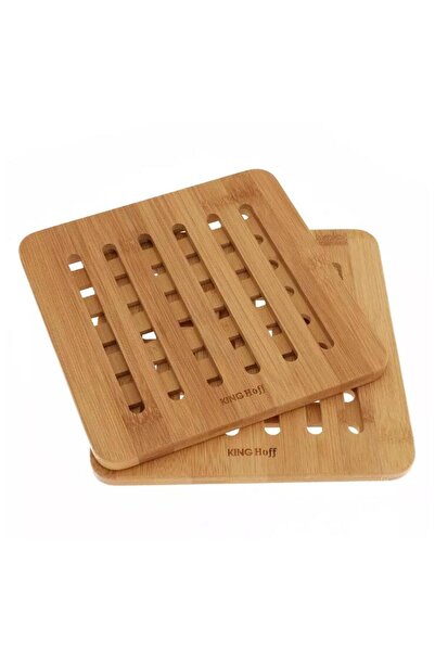 Kinghoff Set of 2 hot pot holders, made of bamboo, square, 20x20x1.2 cm