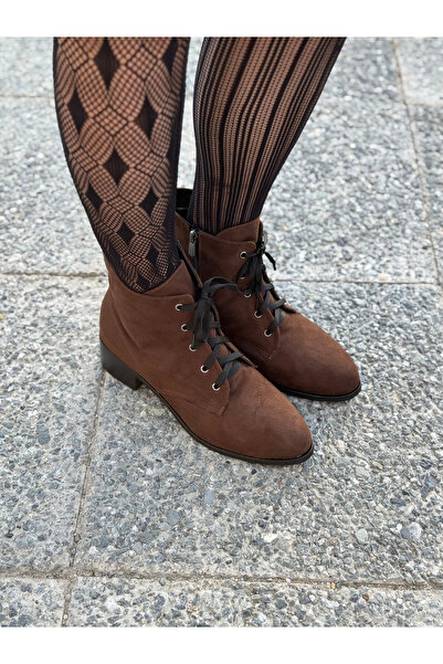 LOVE SHINE Elvaira Bağcıklı Süet Kadın Bot Modern ve Rahat Büyük Numara