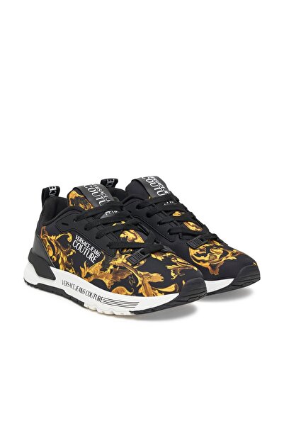 Versace Women's Fondo Dynamic Dis. Saa Baroque Patterned Letter Logo Sneaker - Black/Gold
