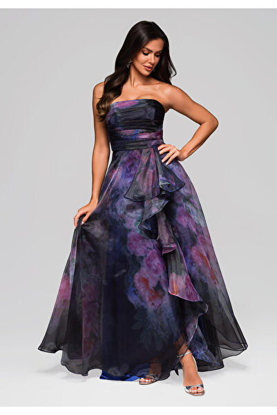 OMBRE Společenské šaty LA-OM-DLR230 modré