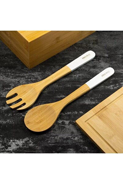 Kinghoff Set of 2 bamboo salad spoons, 30.5x7 cm,