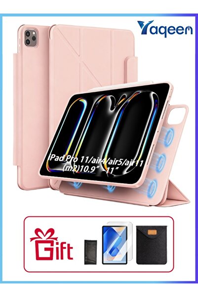yaqeen iPad Air(M2) & iPad Pro 11 Inch 720 Degree Convenient Magnetic Cover (1st/2nd/3rd/4th) With Pen Slot