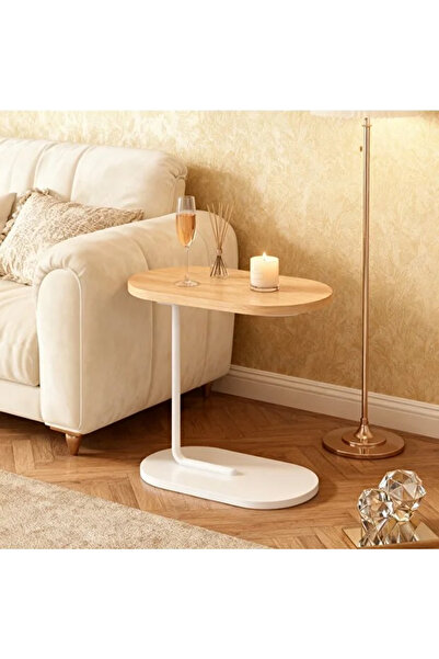 HayaBazaar Modern C-Shaped Side Table,Sofa End Table,for Living Room/Bedroom/Bedside
