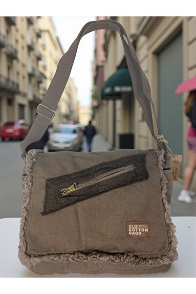 Old Cotton Vintage Casual Medium Size Unisex Daily Crossbody Postman Tablet Bag m 32 cm X 27 cm