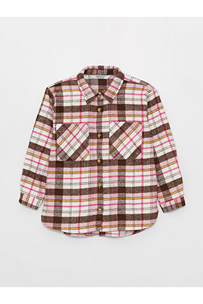 LC Waikiki Lcw Kids Pink Plaid Long Sleeve Girls Shirt Jacket