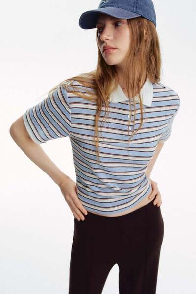 H&M قميص بولو محبوك بشكل جيد