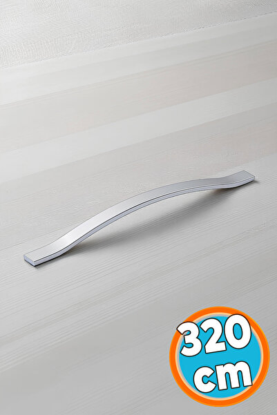 NZB Mobilya Çekmece Dolap Kapak Kulpu Modern Mutfak Kulpları 320 mm Düz Krom Gümüş Kulp Metal