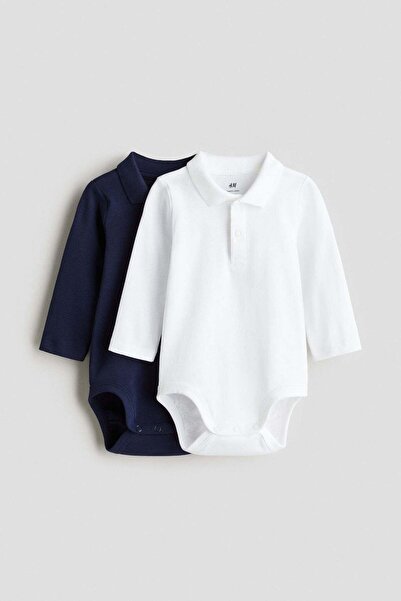 H&M طقم من قطعتين من بدلات الجسم ذات الياقات