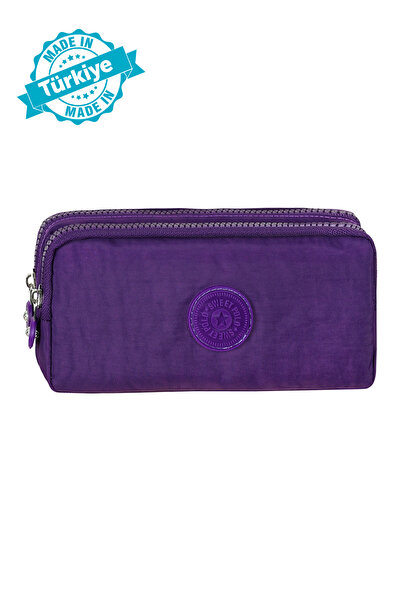 Waddell Licensed Crinkle Fabric Unisex Double Compartment Pen Holder Bag Purple