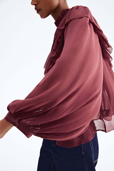 H&M Frill-trimmed chiffon blouse