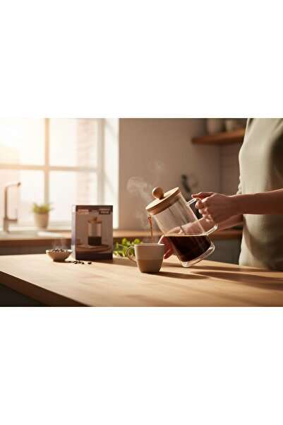 KAVEH French Herbal Tea with Bamboo Lid, Coffee Press Plastic 1000 ml