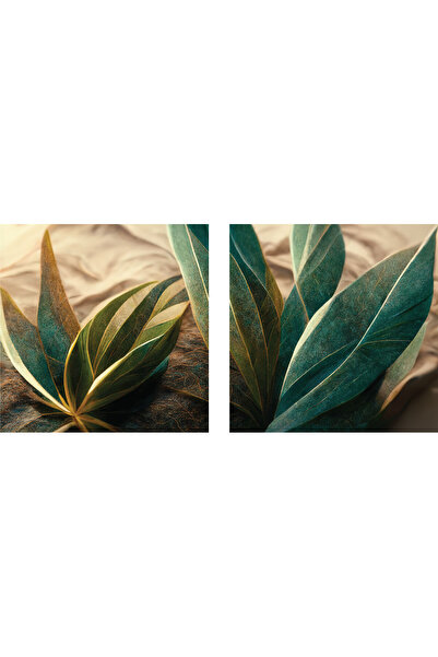 4Decor Set Pictură pe pânză - Frunze artistice - 100x50 cm