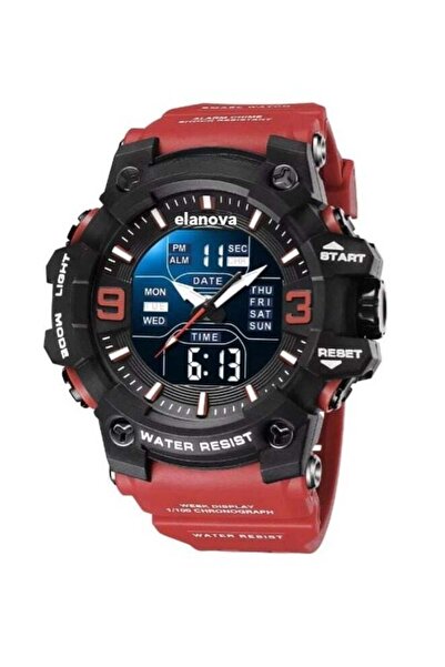 Elanova EL 909 Men's Analog+Digital Wristwatch, Rubber Band (Red)