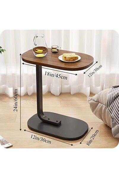 Aralifes Modern C-Shaped Table Mini Coffee Table - Oval Side Table, Ideal for Next to The Sofa, Coffee Table
