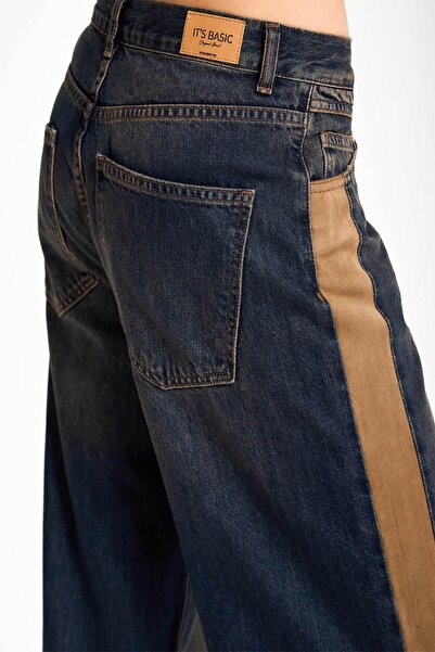 its basic Blugi pentru femei T.Kot Culoare 2w5-8 Loose Fit Side Suede detaliu cu dungi Design special Blugi din denim