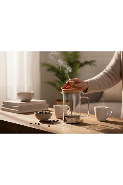 KAVEH Bamboo Glass French Press 600 ml Borosilicate Heat Resistant