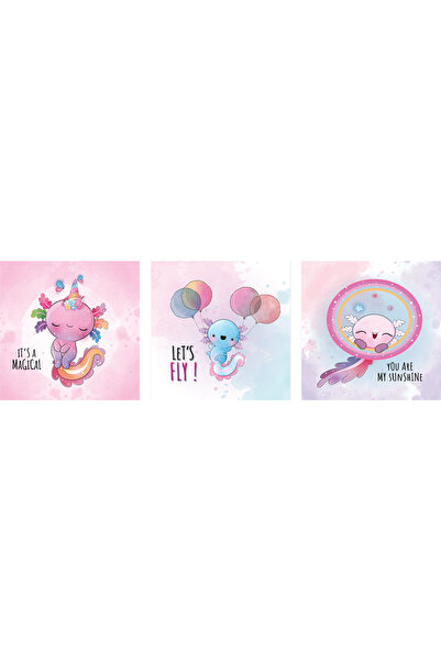 4Decor Set Pictură Canvas - Axolotl - 150x50 cm