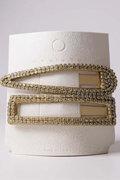 TAKIŞTIR Gold Color Stone Detailed Double Side Buckle