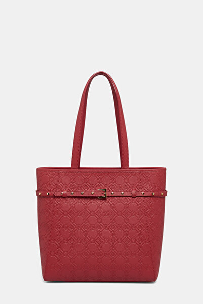 Vakko KIRMIZI MONOGRAM DERİ ÇANTA